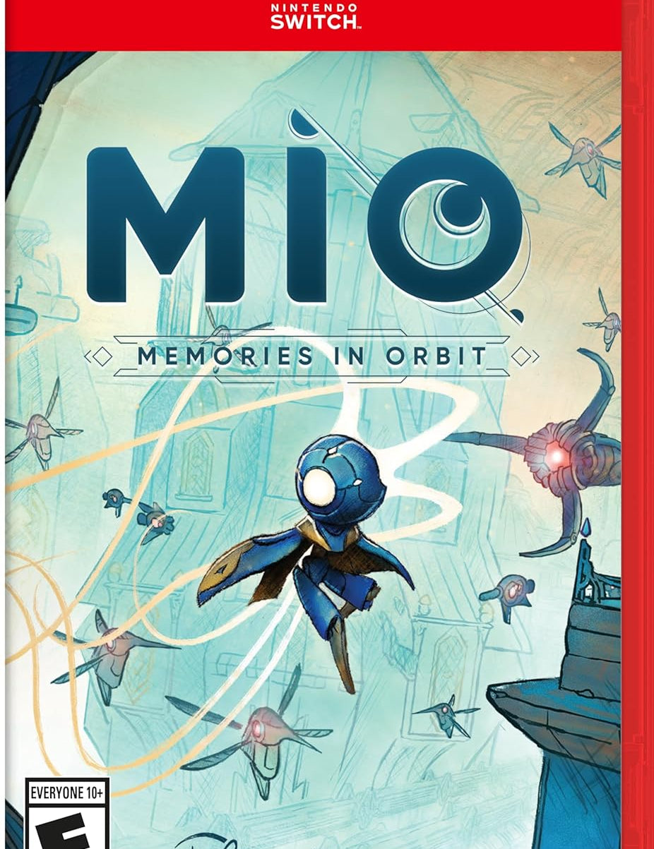 Game box for 'MIO: Memories in Orbit' on Nintendo Switch with a red border.