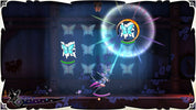 Game screen with character and glowing blue circle on a dark background