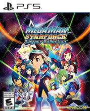 Game cover for 'Mega Man Starforce Legacy Collection' with characters and 'PS5' branding.