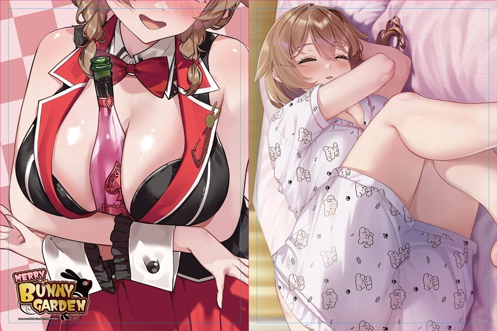 Two anime-style characters in different poses with visible body parts.