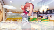 Animated character in a restaurant setting with dialogue text.