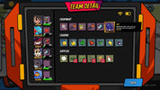 A digital game interface screenshot showing a team detail screen with equipment, charms, and supplies. The screen features a dark gray background with rows of colorful icons representing different items, and a left sidebar with character portraits.