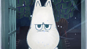 Cartoon character with a sad expression in a dark forest setting