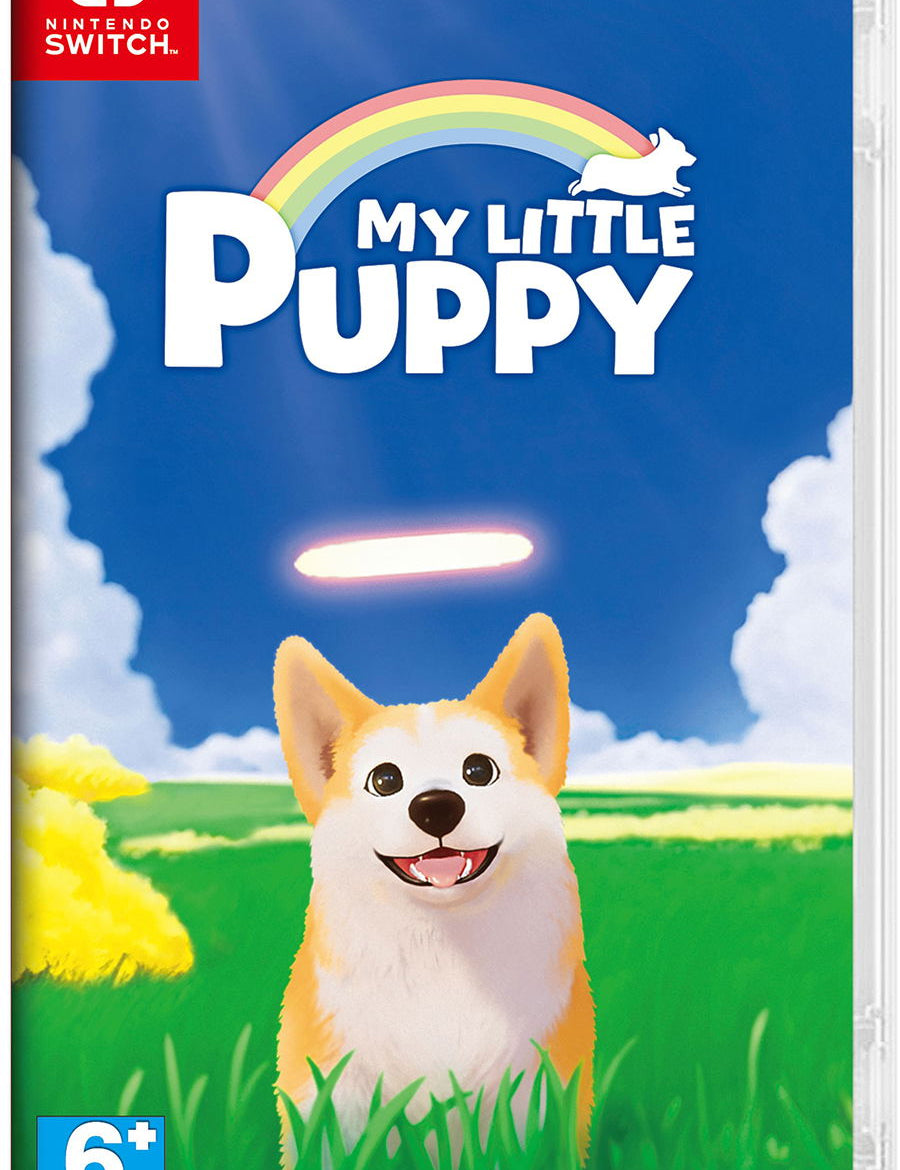 Game box for 'My Little Puppy' on Nintendo Switch with a dog on a grassy field and rainbow.
