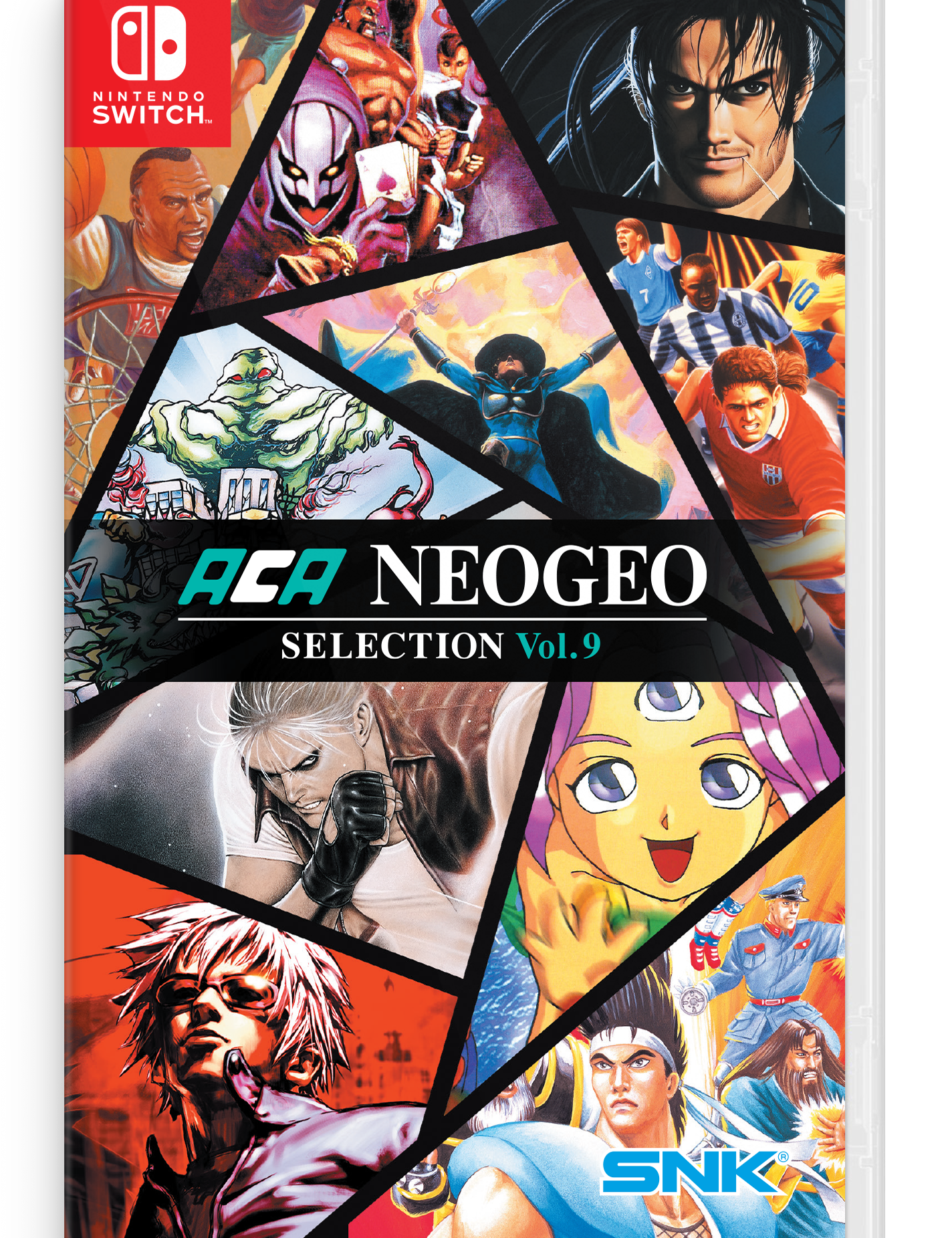 Box art for ACA NEOGEO Selection Vol. 9 featuring various characters from SNK games on a white background.