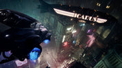Science fiction scene with a large spacecraft labeled 'Icarus' in a futuristic city.