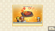 Pixel art scene of a steak restaurant with characters and a large steak dish on a checkered background.