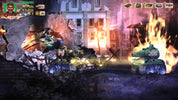 War-themed video game scene with tanks and explosions in a city setting