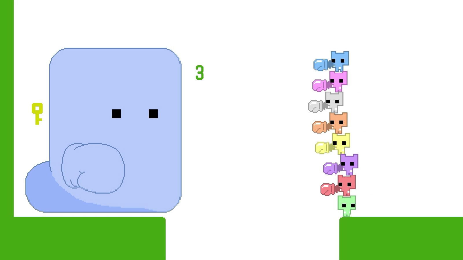 Cartoon character with a number three and a series of colorful characters on a green background