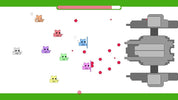 Pixel art scene with colorful cats and a large gray machine-like object.