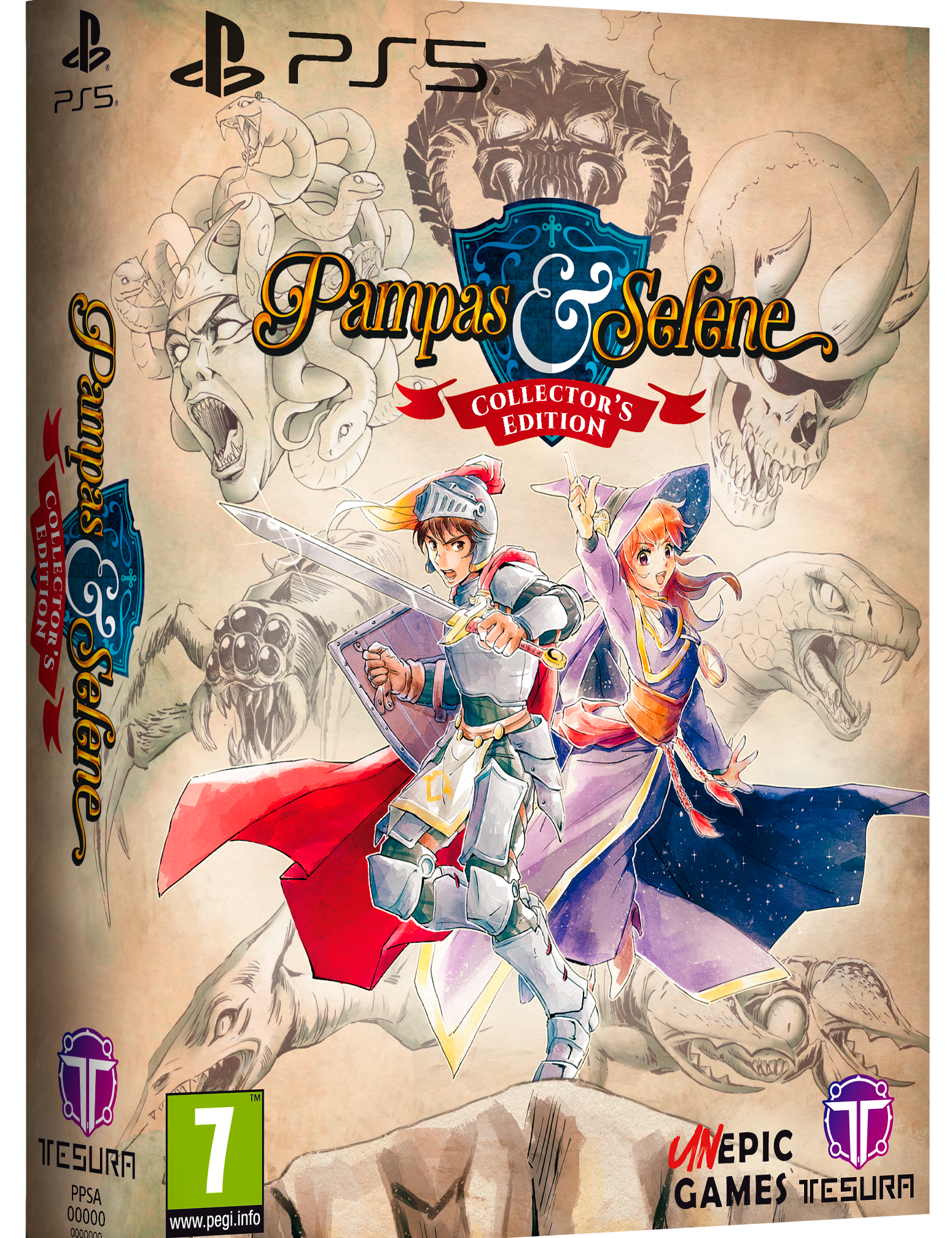 Game box for 'Pampas & Selene' Collector's Edition on PS5 with characters and artwork.
