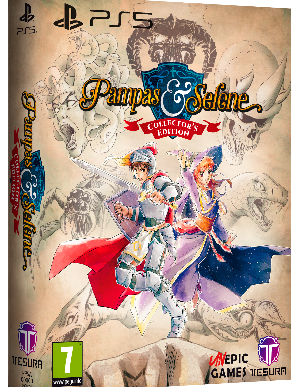 Game box for 'Pampas & Selene' Collector's Edition on PS5 with characters and artwork.