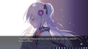 Animated character with long white hair and a purple flower in a dark background