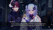 Two animated characters in a dark urban setting with dialogue text.