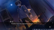 Anime character standing by a car at night with a cityscape in the background