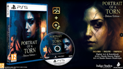 Game case and disc of 'Portrait of a Torn' Deluxe Edition for PS5 on a dark background