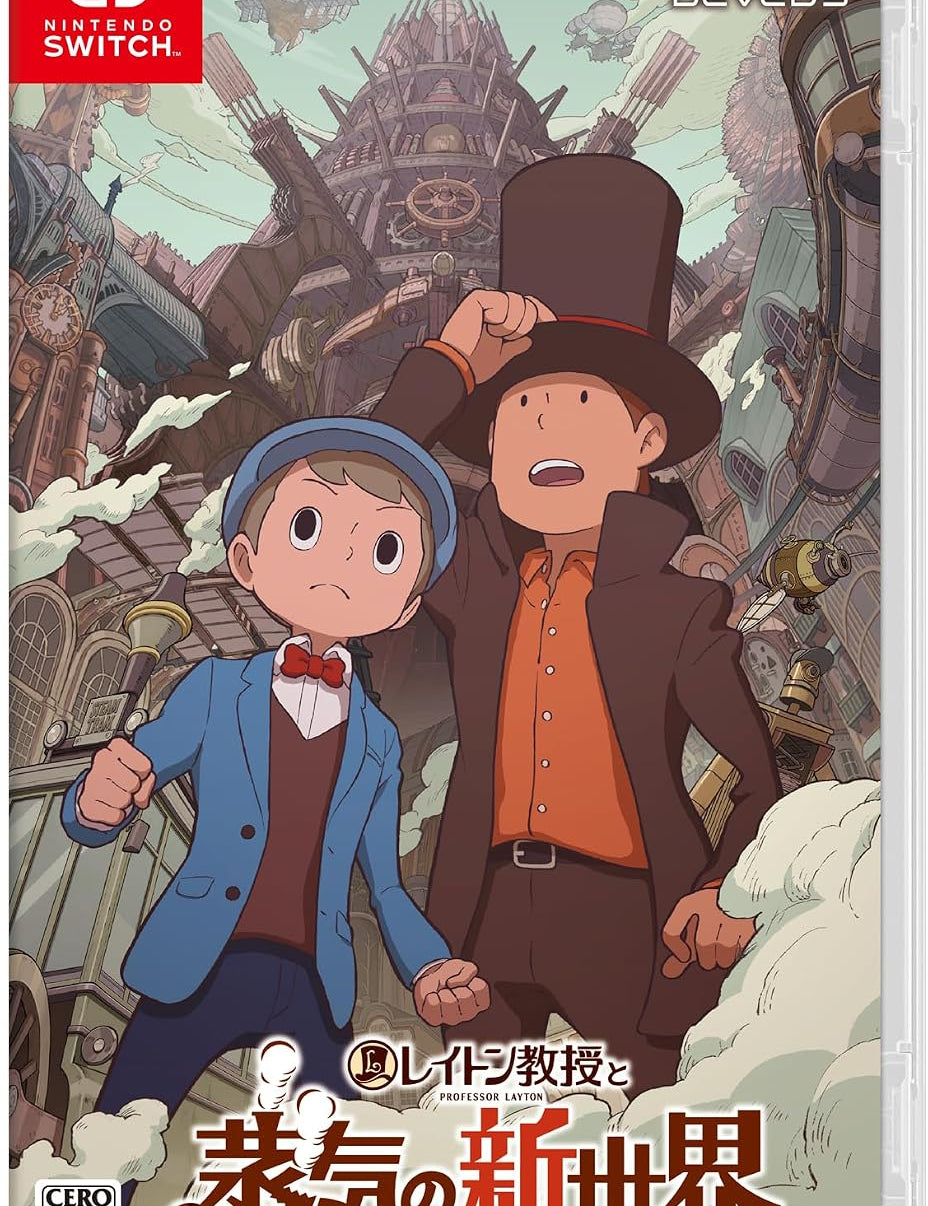 Nintendo Switch game case cover for 'The Railway Man: Steam's New World' on a clean white background. The cover art features two illustrated characters in steampunk attire standing in front of a detailed industrial cityscape.