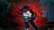 Character in a dark, gritty environment with red lighting