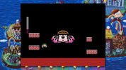 Pixelated game screen with a character in the center, surrounded by colorful game world elements.