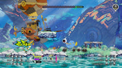 Colorful underwater scene with characters and a large creature in a video game setting.