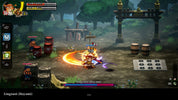 Video game scene with character engagement in a forest setting