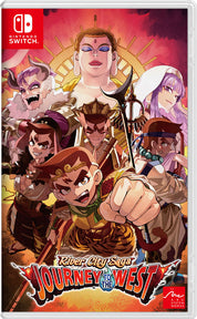 Cover of 'River City Saga: Journey to the West' for Nintendo Switch with animated characters and vibrant colors.