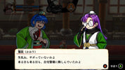 Two animated characters in a dialogue scene with Japanese text on a dark background