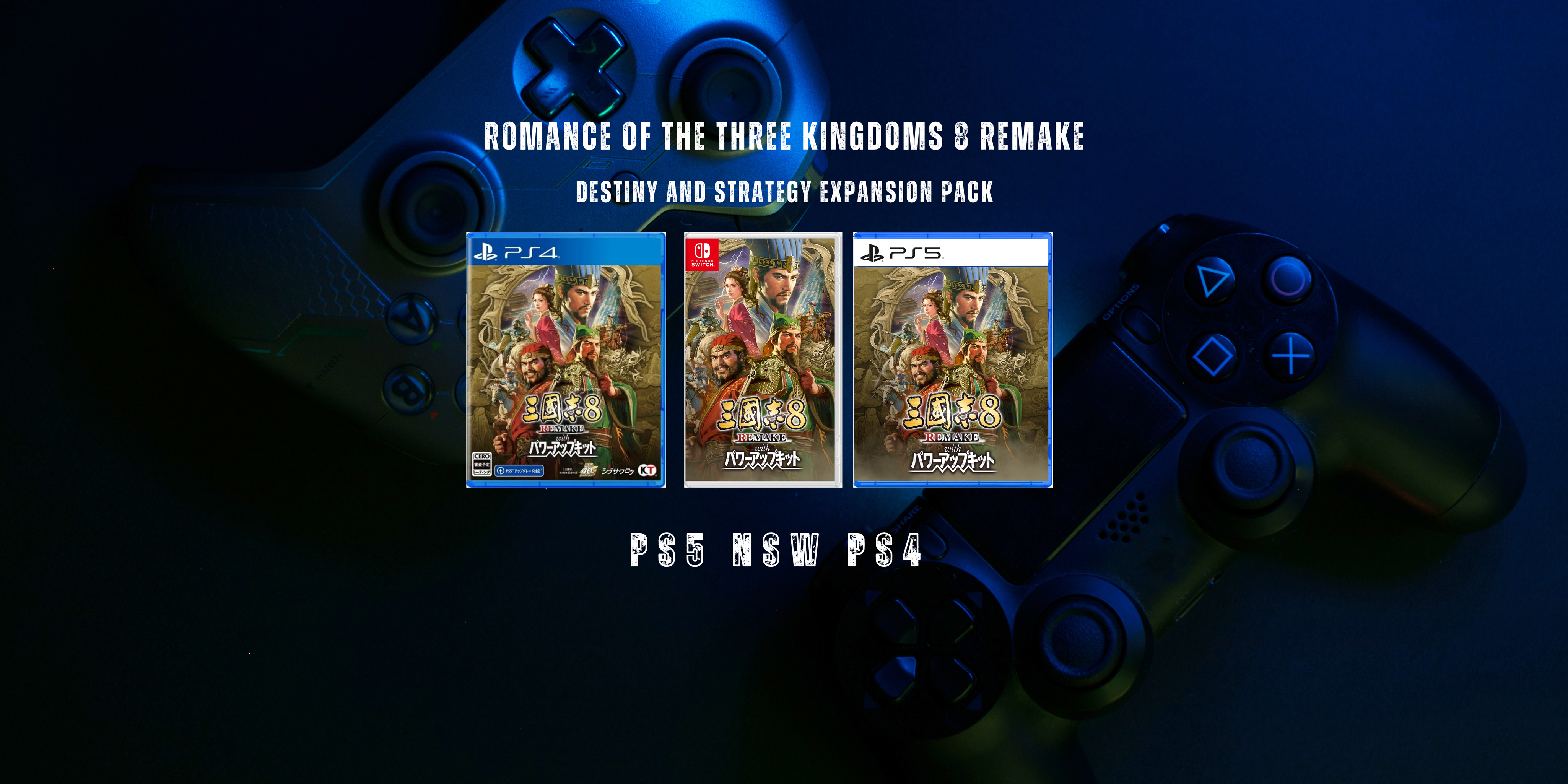 Gaming controller with 'Romance of the Three Kingdoms' game cases on a dark background