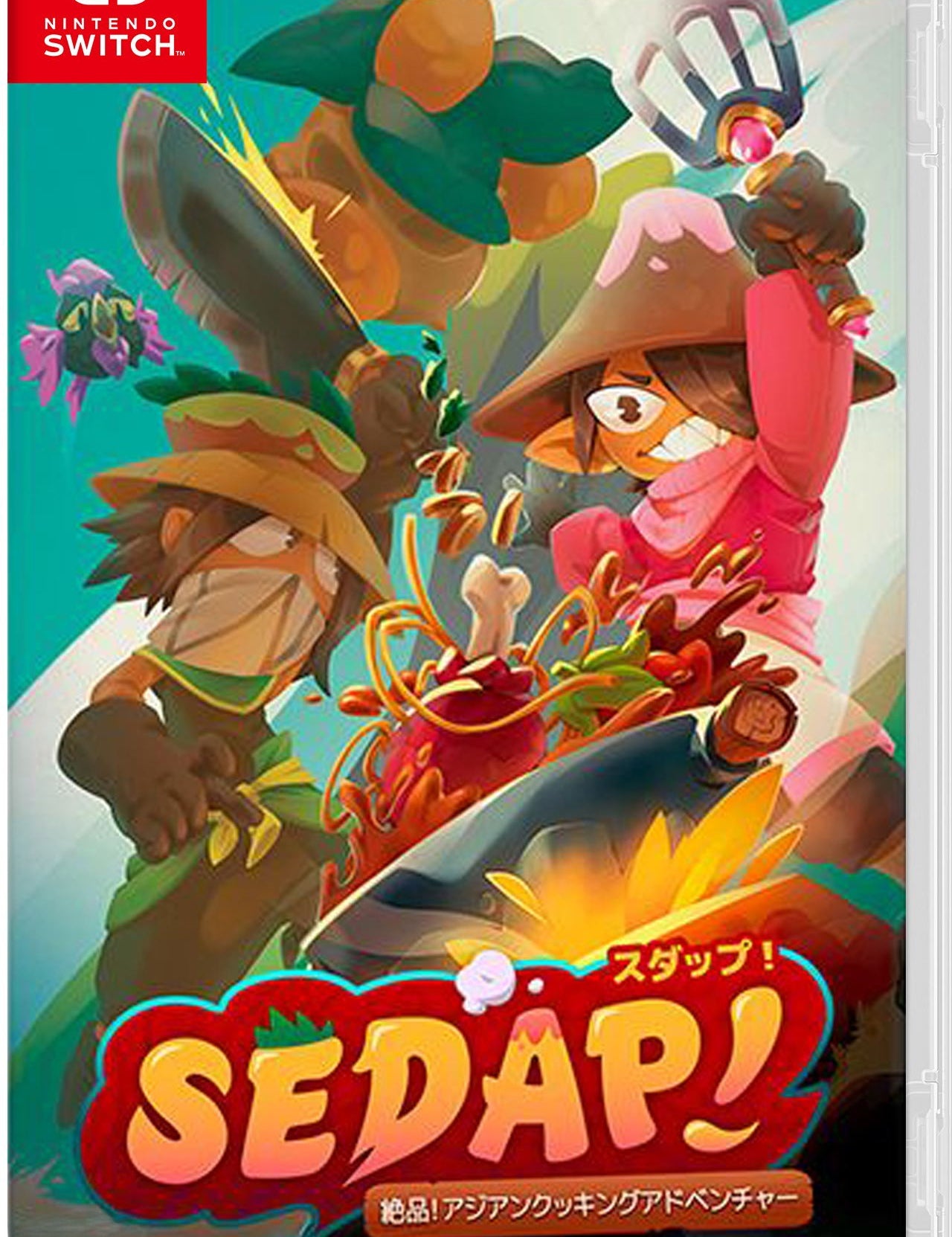 Game box for 'SEDAP!' on Nintendo Switch with colorful characters and text.
