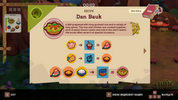 Game interface showing a recipe for 'Dau Bak' with step-by-step icons.