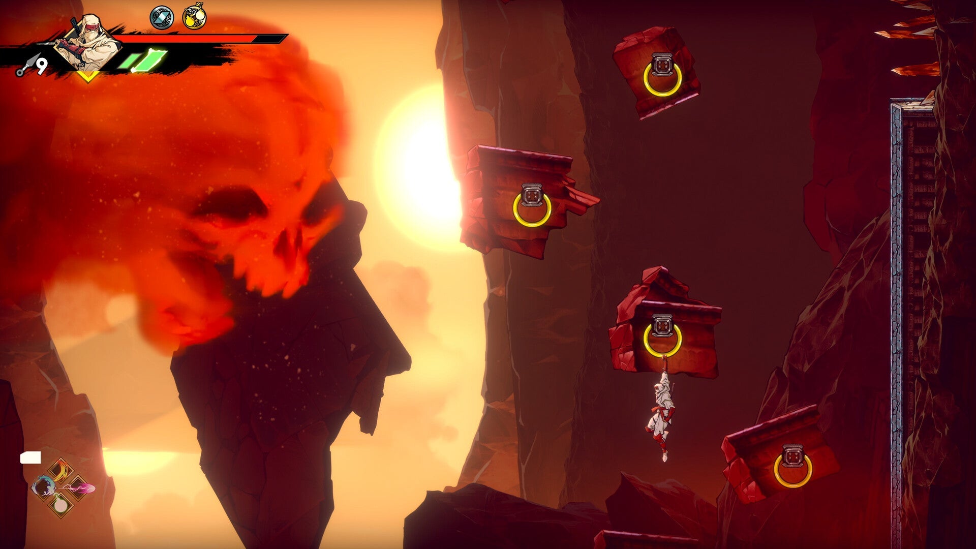 Game screen with a character and enemies in a fiery environment