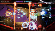 Action-packed video game scene with characters and effects on a cityscape background
