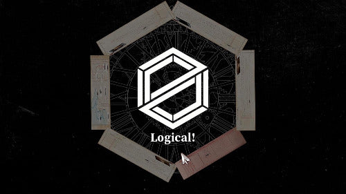 Logo with geometric design and 'Logical!' text on a black background