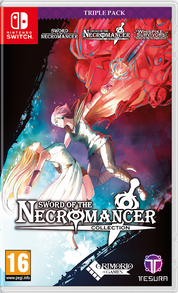 Triple pack of 'Sword of the Necromancer' game on Nintendo Switch with vibrant artwork.