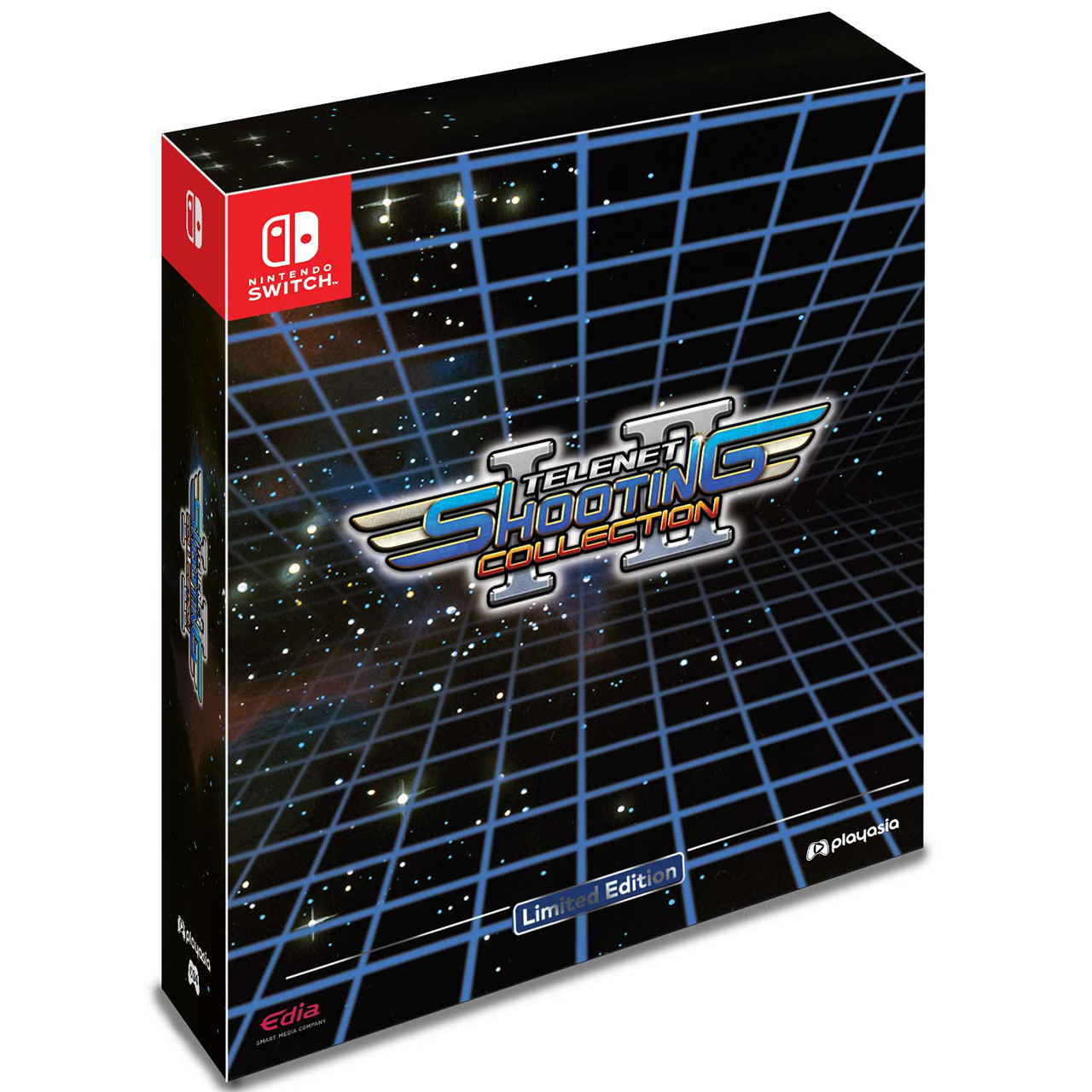 Box for 'Super Nintendo Shooting Collection' on Nintendo Switch with grid and starry background