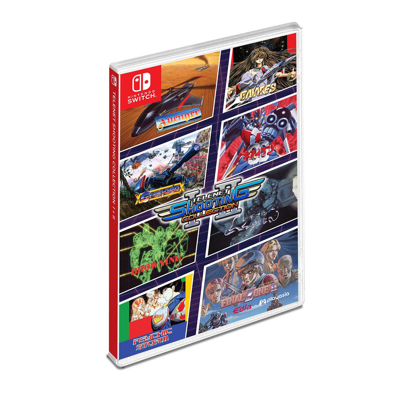 Game case for Nintendo Switch with various game covers on a white background
