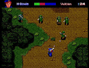 Screenshot of a classic video game with characters and health bars on a forested map.