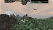 Screenshot of a video game with a mountain and landscape view