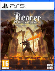 Game cover for 'The Bearer & The Last Flame' on PS5 with a fantasy scene and character holding a flaming weapon.