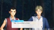 Two animated characters in a forest setting with dialogue boxes.