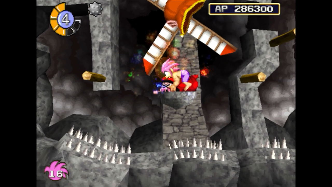 Game screen with a character holding a weapon, surrounded by enemies and health bars.