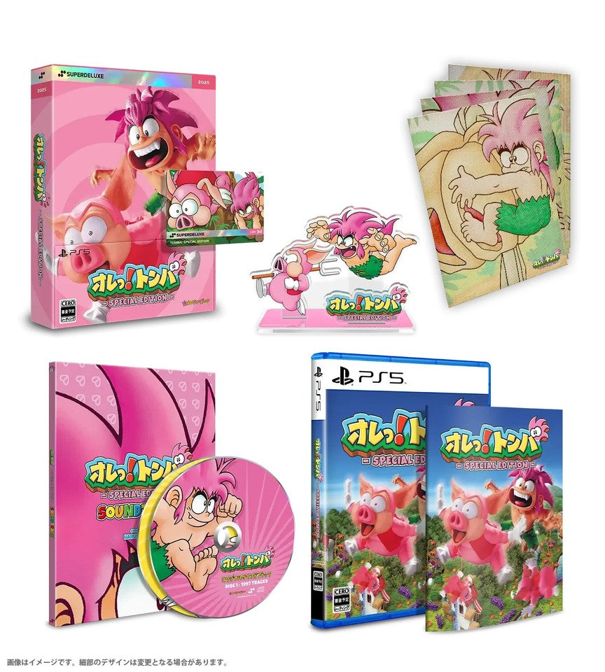 Collection of 'Oreonto' game merchandise including a box, disc, and character cards on a white background.