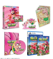 Collection of 'Oreonto' game merchandise including a box, disc, and character cards on a white background.