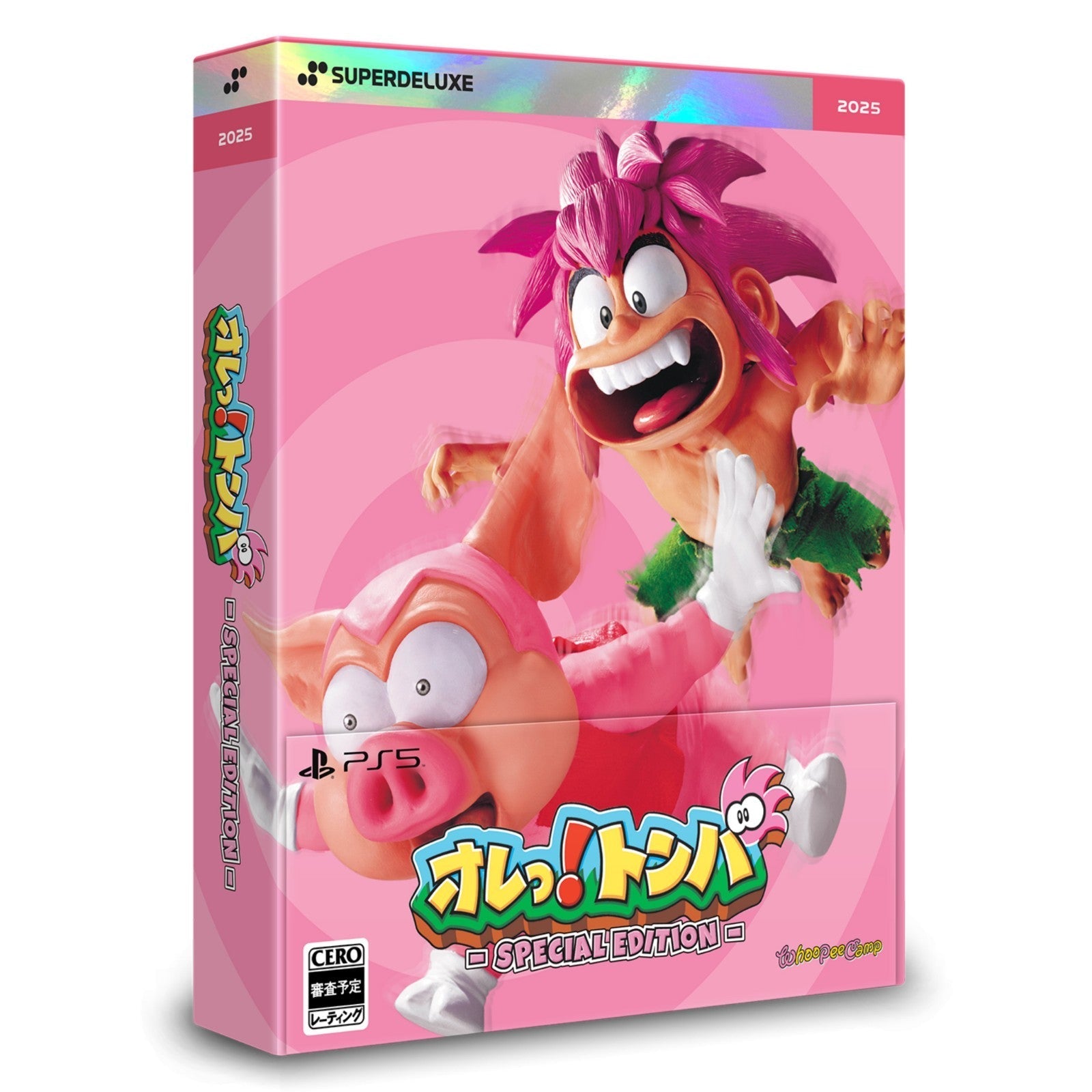 Pink game case with cartoon character on a white background