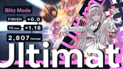 Character in a dynamic pose with game stats and 'Ultimat' text in a colorful, action-packed style.