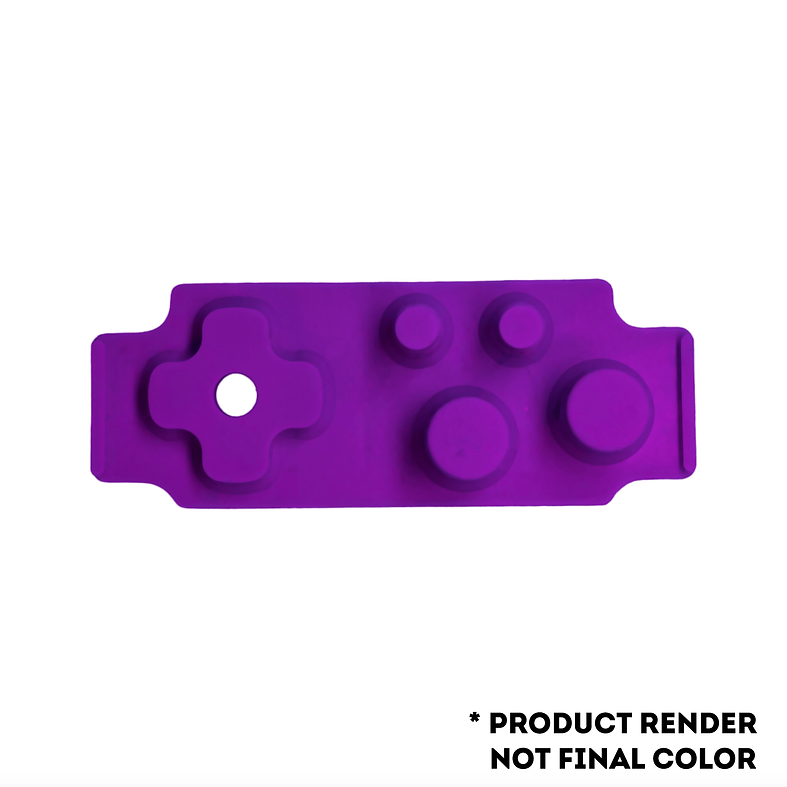 Purple silicone mold on a white background with text indicating it is not the final color.