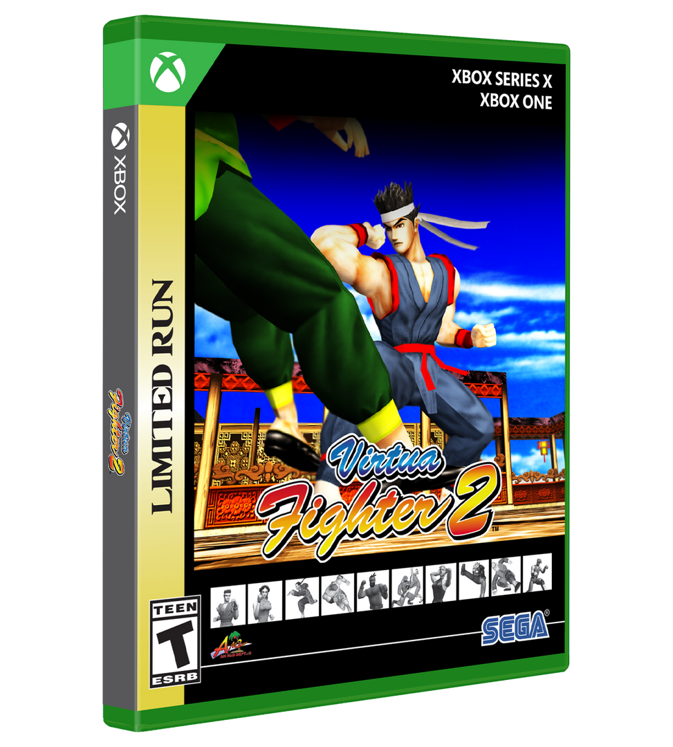 Box for 'Virtua Fighter 2' game on Xbox Series X and Xbox One with character illustration.