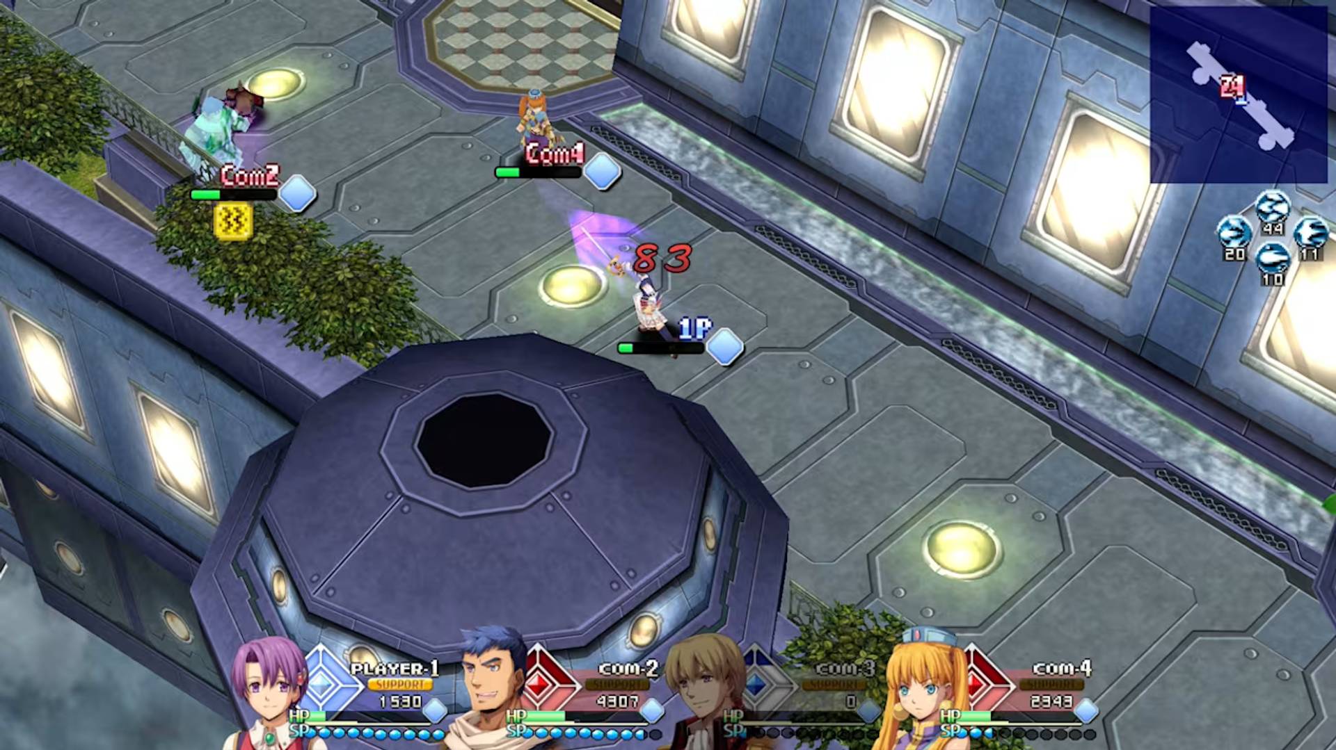 Screenshot of a fantasy game with characters and UI elements on a platform.