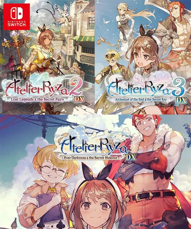 Collage of Atelier Ryza 2, 3, and 4 game covers on a white background