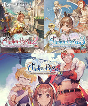 Collage of Atelier Ryza game covers for PlayStation 5 with characters and settings.